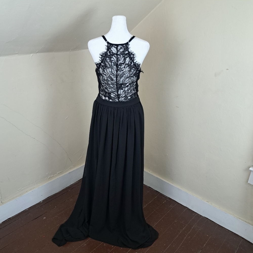 Lulus Love Spell Black Lace Back Maxi Dress Formal Evening Gown Size M - Picture 5 of 13